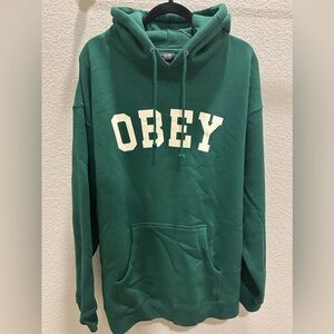 Obey Green Hoodie with Cream Logo XL